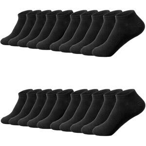 10 Pairs Women Ankle Socks Breathable Thin Cotton Athletic Comfort Black